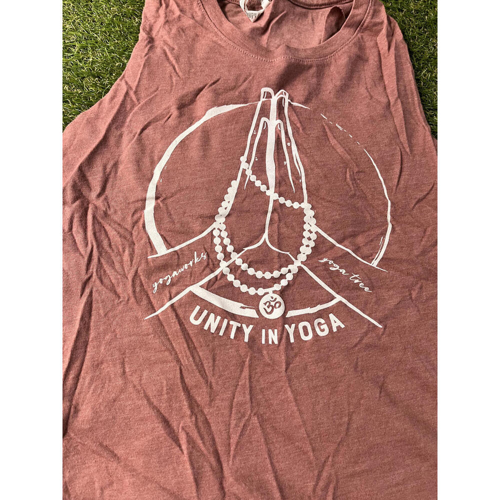 Bella+Canvas Unity in Yoga Graphic Tank Top Raw Cut Hem Pink